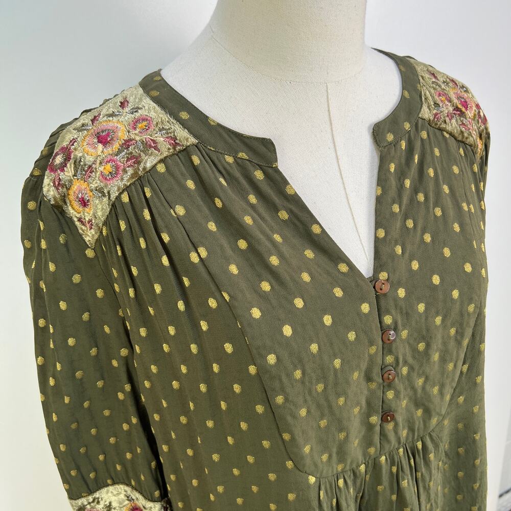 Chico's Green Peasant Top Whimsical Whimsygoth - Picture 2 of 10